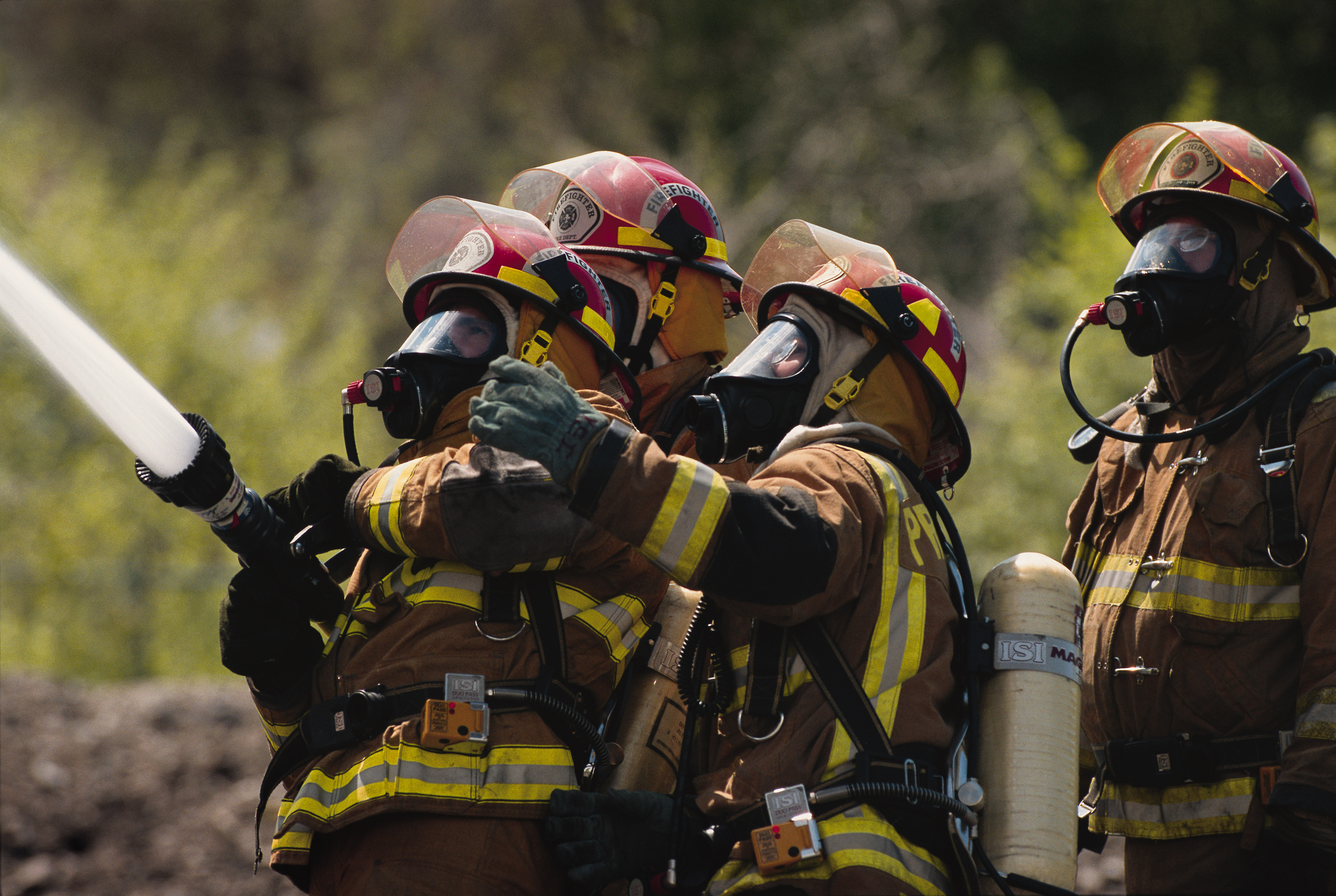 Emergency response team performing a coordinated drill