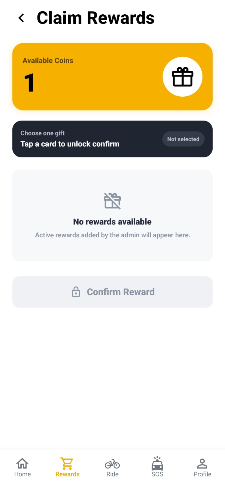 Safe Drive rewards page