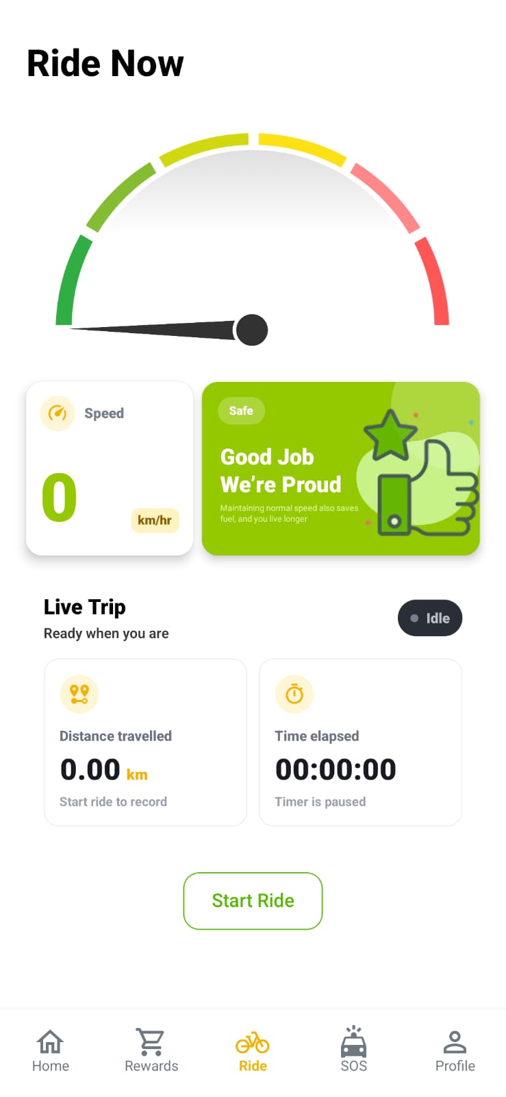 Safe Drive live ride page